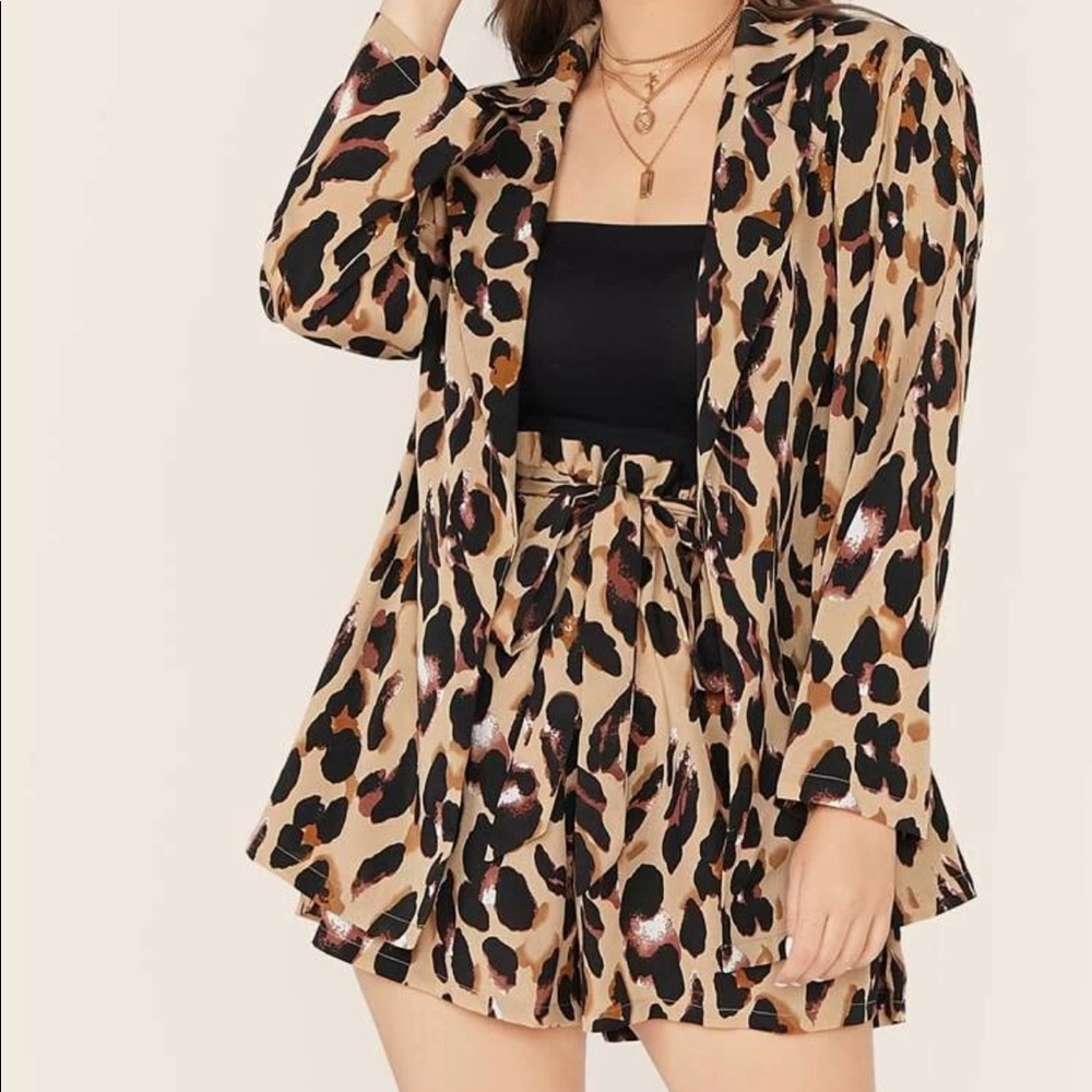 Leopard blazer and shorts set
